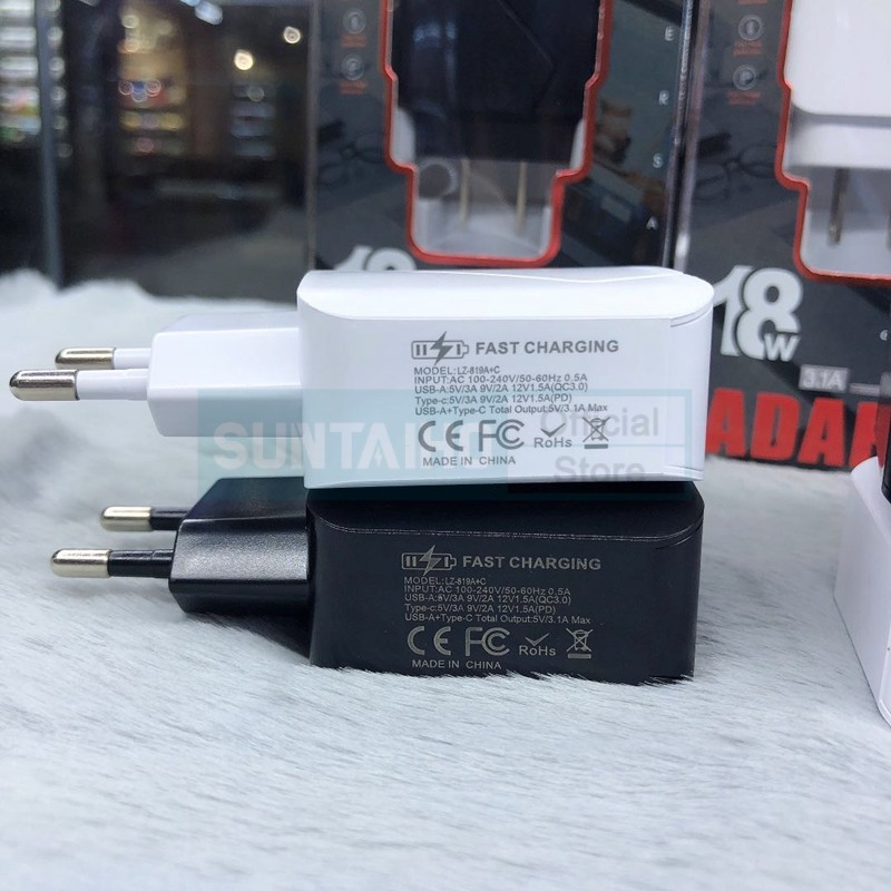 Củ Sạc Nhanh Suntaiho 3.1A Cho iPhone 12 Pro Huawei Ổ Type CPD/USB Có Đèn LED Phích Cắm EU/US 18W