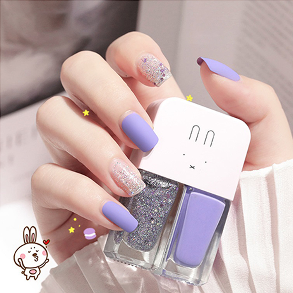 Set 2 lọ nước sơn móng tay màu lì và nhũ kim tuyến 2*6ML MMY