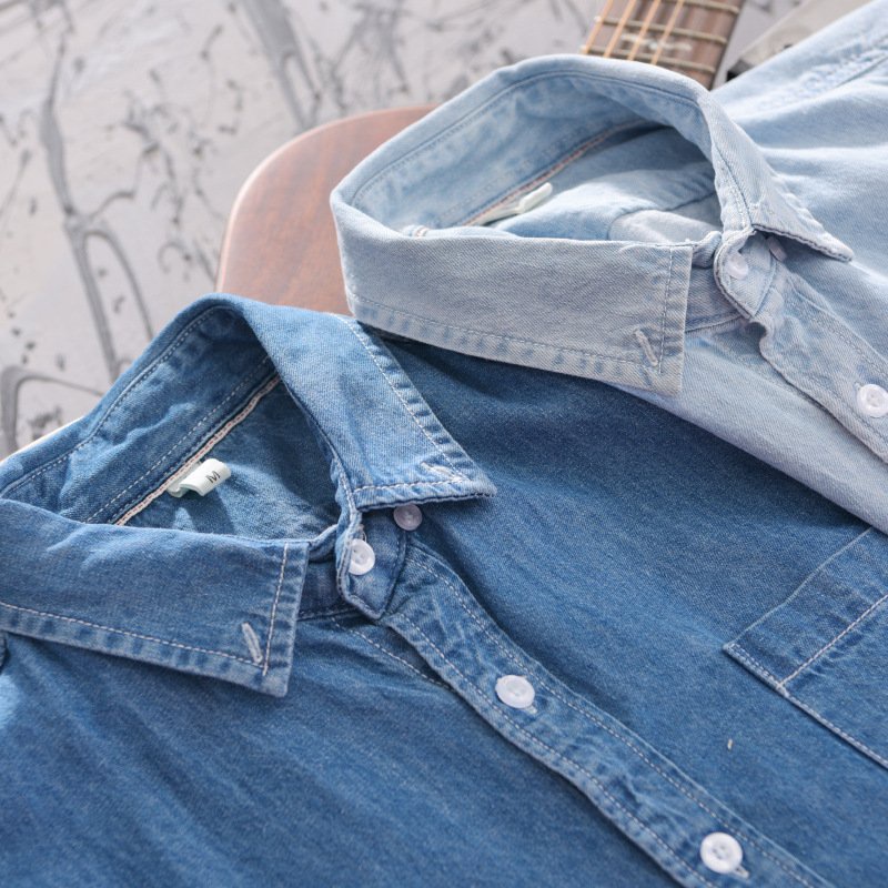 Áo somi nam DUVA tay ngắn vải denim cao cấp, co giãn, thấm hút tốt, bền màu, chống nhăn SM07