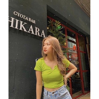 ÁO CROPTOP THUN GÂN BODY CỔ V
