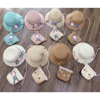 Set túi mũ cói siêu xinh cho bé 150k