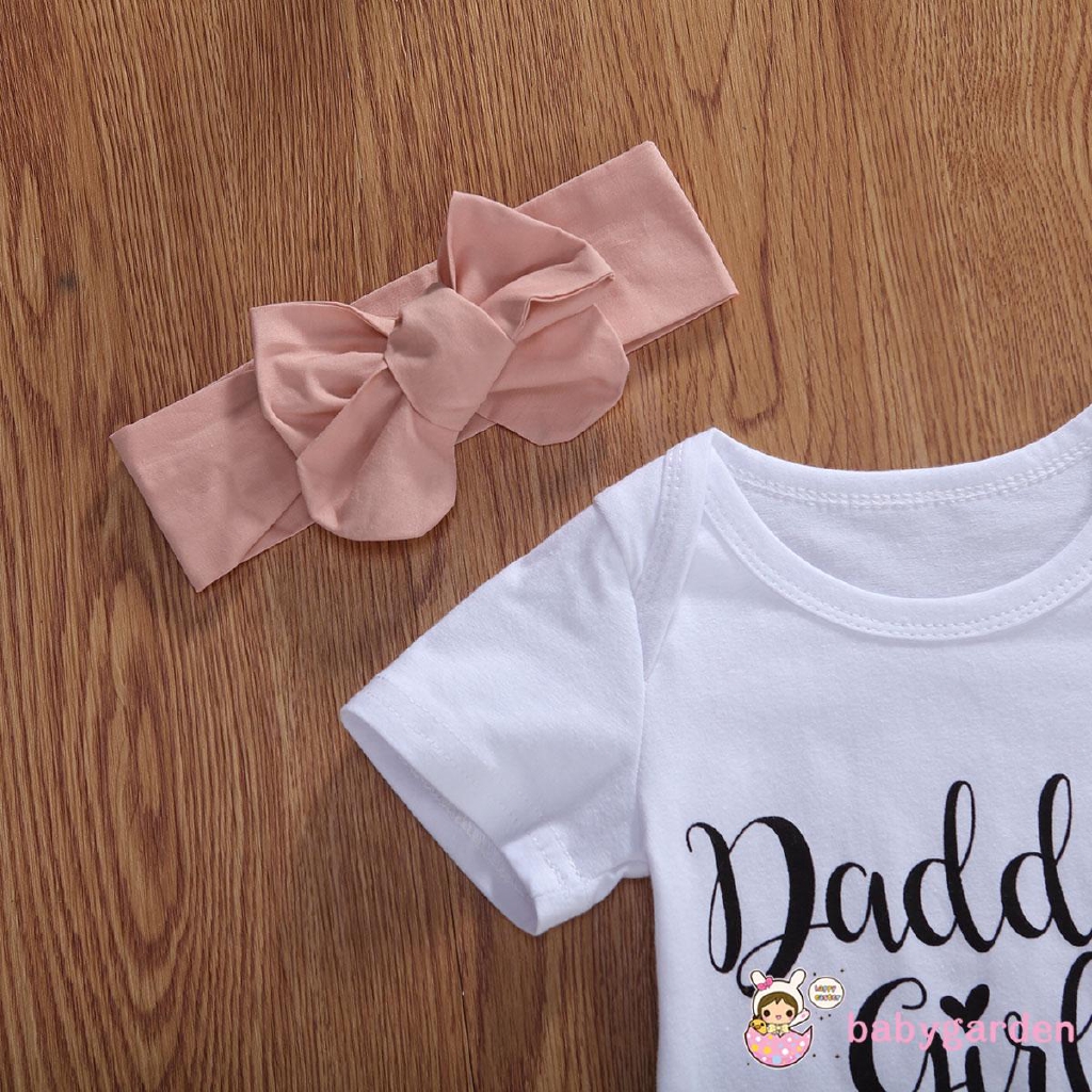 Bộ áo thun ngắn tay cổ tròn + chân váy + băng đô xinh xắn cho bé gái