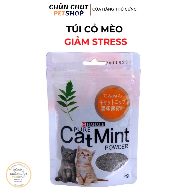 Cỏ Mèo bạc hà Catnip giúp giảm stress, túi cỏ CatMint cho Thú cưng gói 5g - ChunChut PetShop