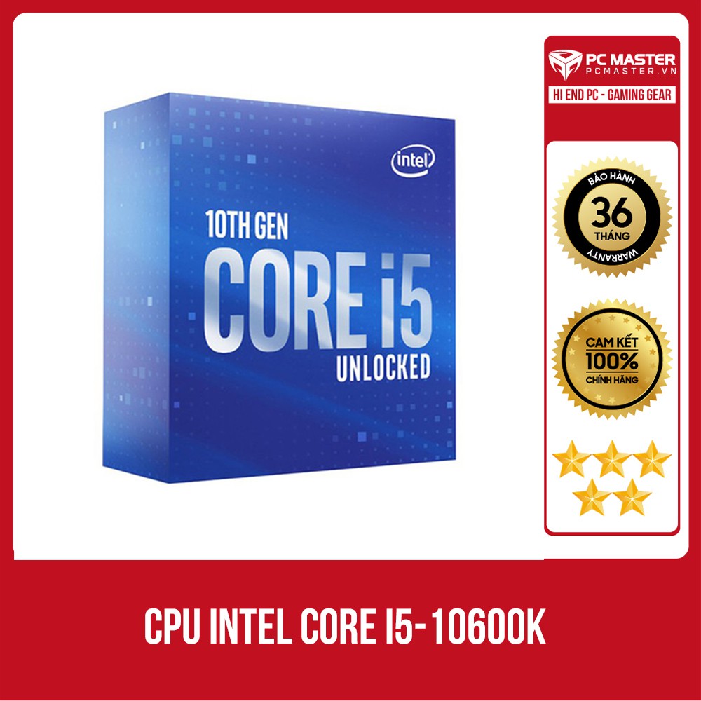 CPU Intel Core i5-10600K (4.10GHz Turbo Up To 4.80GHz, 6 Nhân 12 Luồng,12MB Cache, Comet Lake-S) Hàng NEW FULLBOX