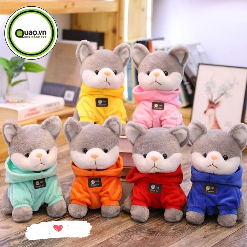 Gấu Bông Hoạt Hình Chó Husky Áo Hoodie Bông Mềm Hàng Cao Cấp Đồ Chơi Cho Bé An Toàn Dễ Thương Size Vừa Tay Nhiều Kiểu