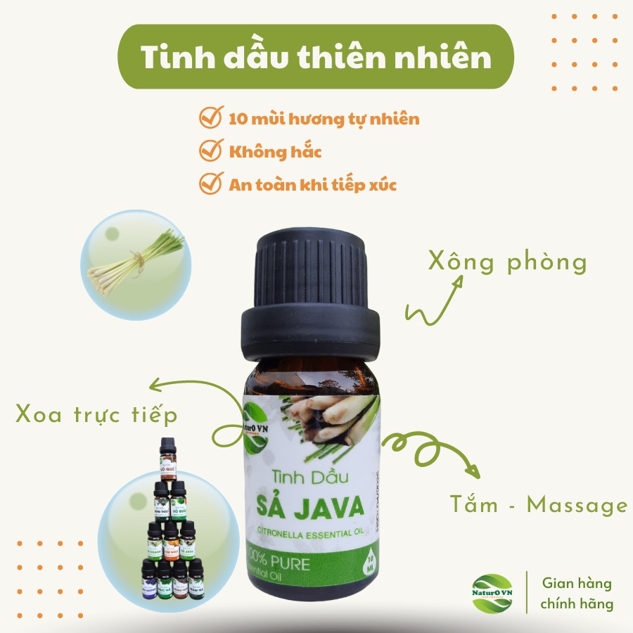 Tinh dầu thiên nhiên an toàn chất lượng Naturovn, Có giấy kiểm nghiệm COA