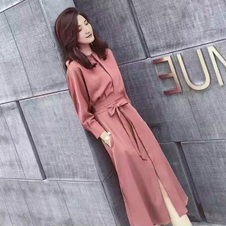Đầm váy hồng đậm cổ tròn tay dài (kèm hình thật)