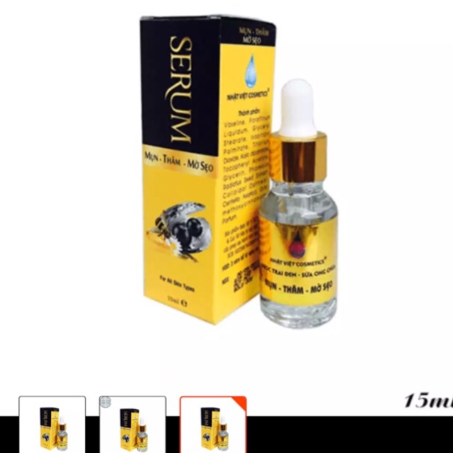 Serum tri mụn . Xoá thâm . Liền sẹo . Ngọc trai đen .sữa ong chúa( 15 mL)