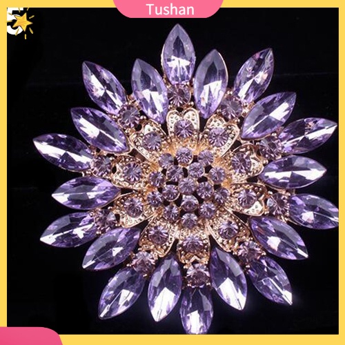 Ghim cài áo bằng hợp kim hình hoa có đính đá thời trang cho nữ