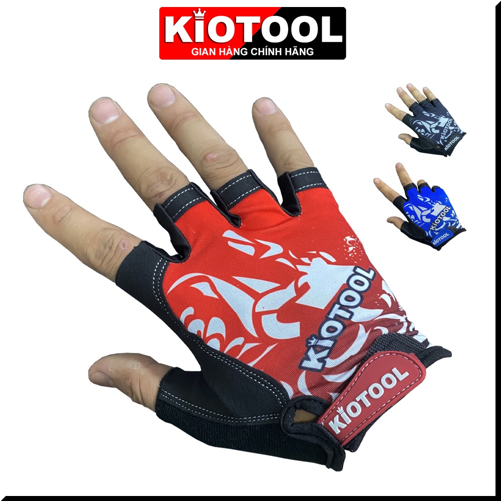 Găng tay xe đạp Kiotool tập gym tập thể dục thoáng khí nhám trống trơn