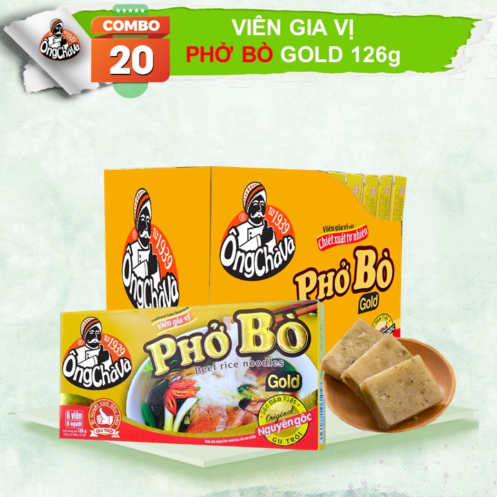 Combo 20 Hộp Viên Gia Vị Phở Bò Gold Ông Chà Và 126g (Nguyên lốc)
