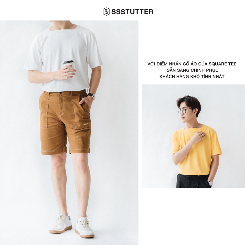 Áo phông Nam ngắn tay cổ vuông SSStutter vải Cotton thấm hút mồ hôi co dãn 4 chiều thoải mái 4 màu Square Tee | BigBuy360 - bigbuy360.vn