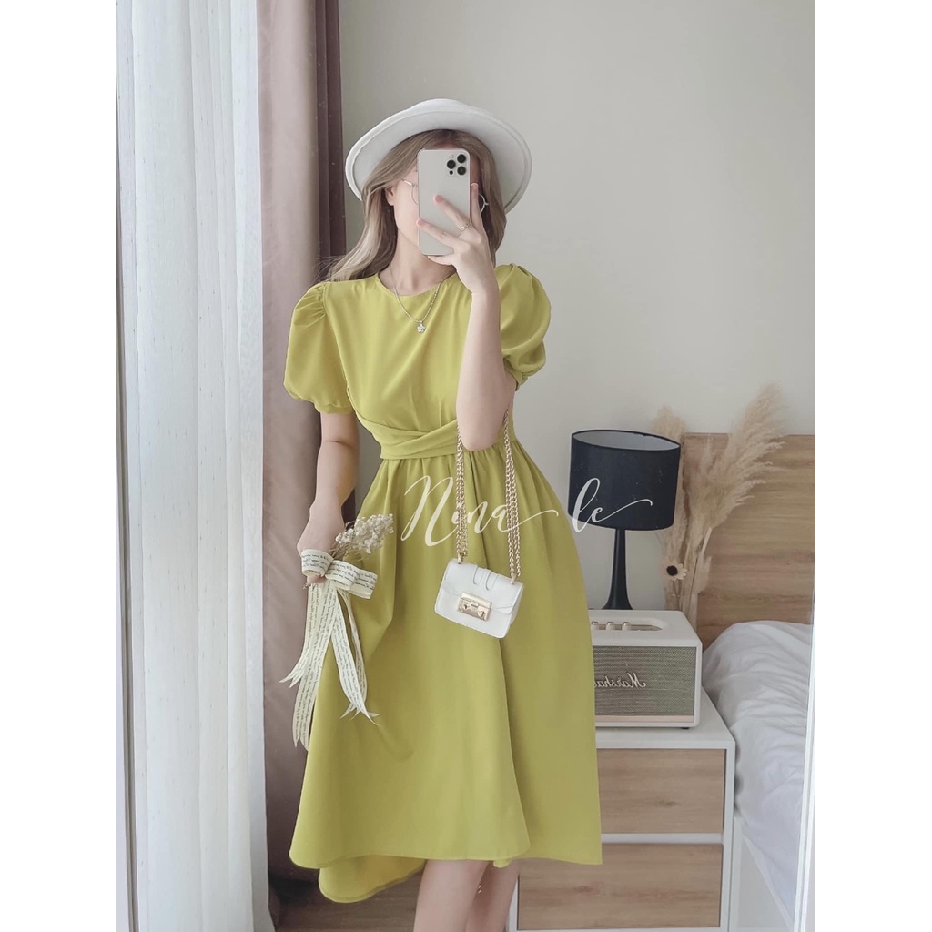 ĐẦM MIDI CHÉO NGỰC TRƠN 3 MÀU