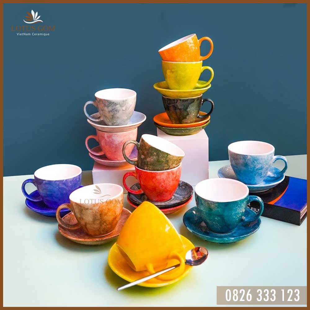 Ly Cà Phê Gốm Sứ Capuchino 26 Màu Cao Cấp [IN LOGO CỐC SỨ THEO YÊU CẦU]