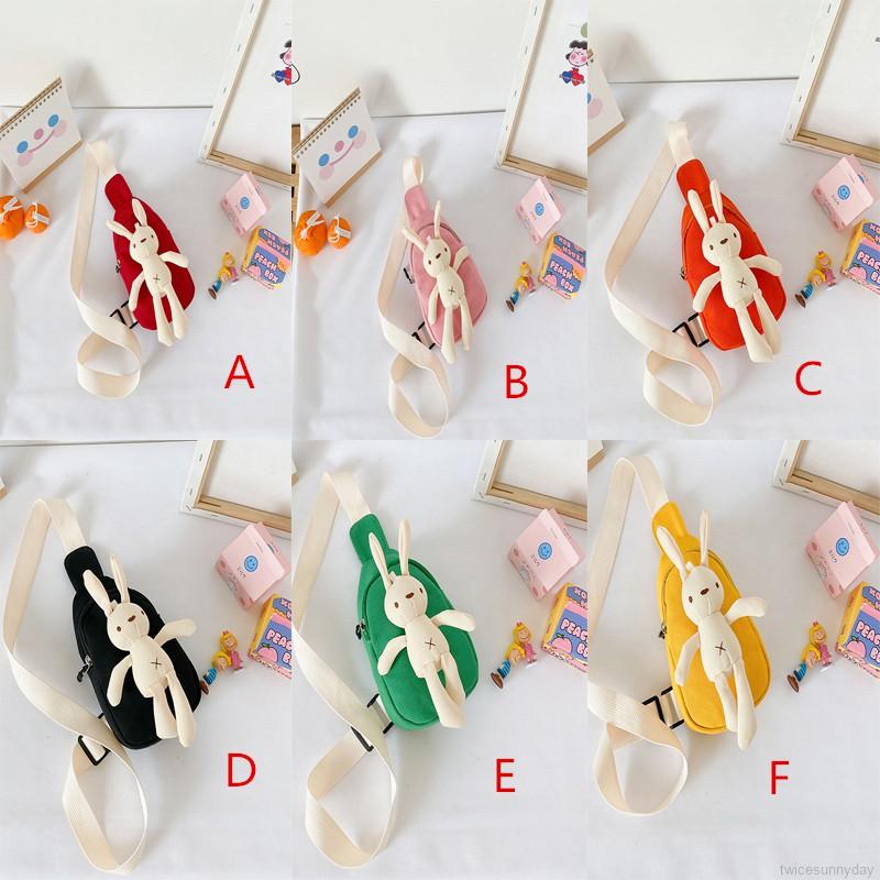 Túi đeo chéo gắn thỏ dễ thương đáng yêu cho bé gái