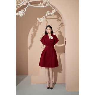 LAVIEM - Đầm đỏ cổ vest Della