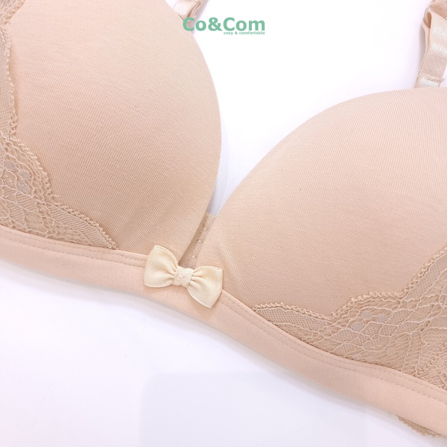 Bộ Đồ Lót Nữ Co&Com BAN5007 Không Gọng Không Đệm Mút Chất Cotton Pha Ren Quyến Rũ Mềm Mại | BigBuy360 - bigbuy360.vn