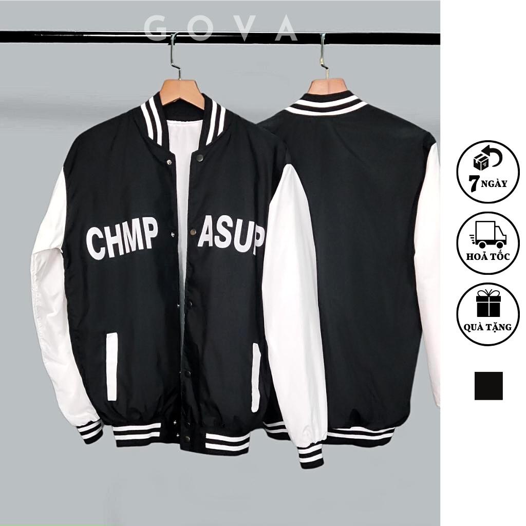 Áo Khoác Dù CHỮ CHMP.ASUP 2 Lớp Form Rộng Nam Nữ Unisex, Áo Gió Bomber Chống Nắng Ulzzang GOVA