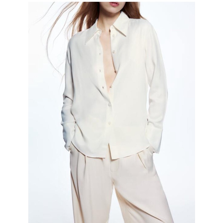 Zara Áo Sơ Mi Lụa satin Thời Trang Thanh Lịch Cá Tính