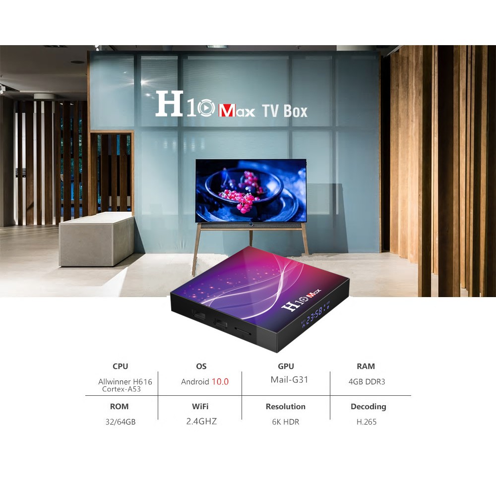 TV Box AKASO H10 MAX Android 10.0 WIFI 4+ 32/64GB lõi tứ HD