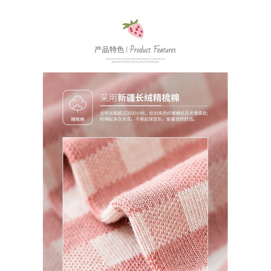 Tất nữ dâu tây hồng Vemico cổ cao cotton mềm mịn cực xịn TN109