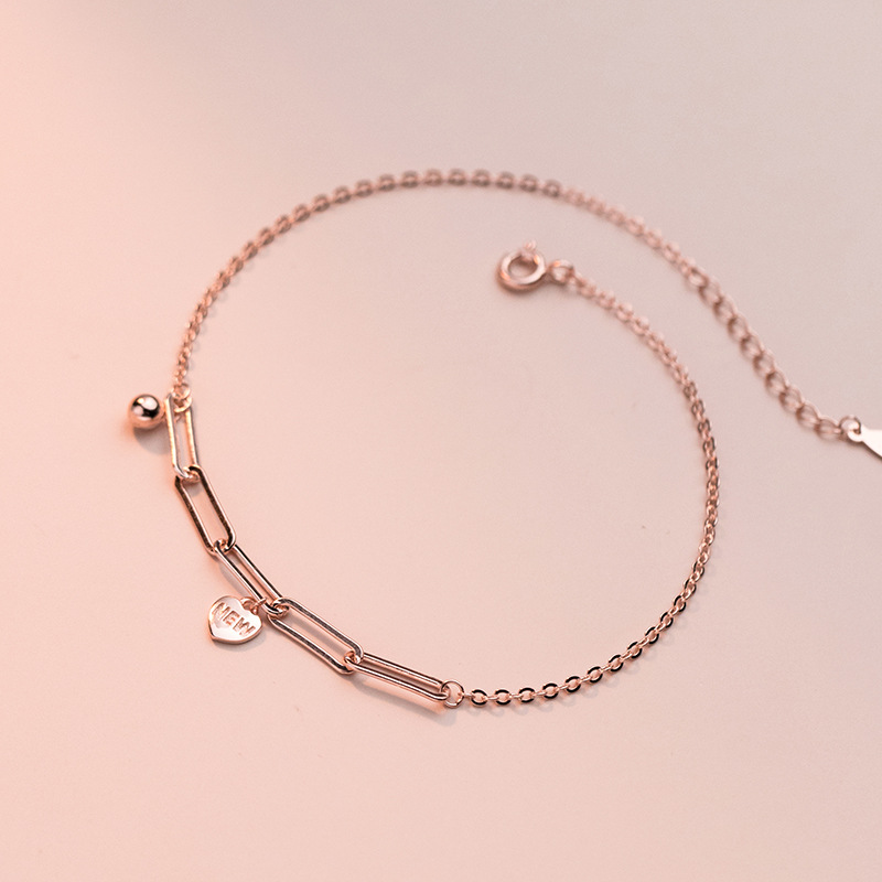 Lắc Chân Mạ Bạc 925 Hình Trái Tim Và Chữ Đơn Giản Phong Cách Hàn Quốc | BigBuy360 - bigbuy360.vn