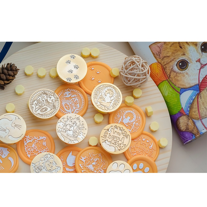 Con Dấu Sáp Niêm Phong Bì Thư/ Sổ Tay Hình Chú Mèo Dễ Thương DIY