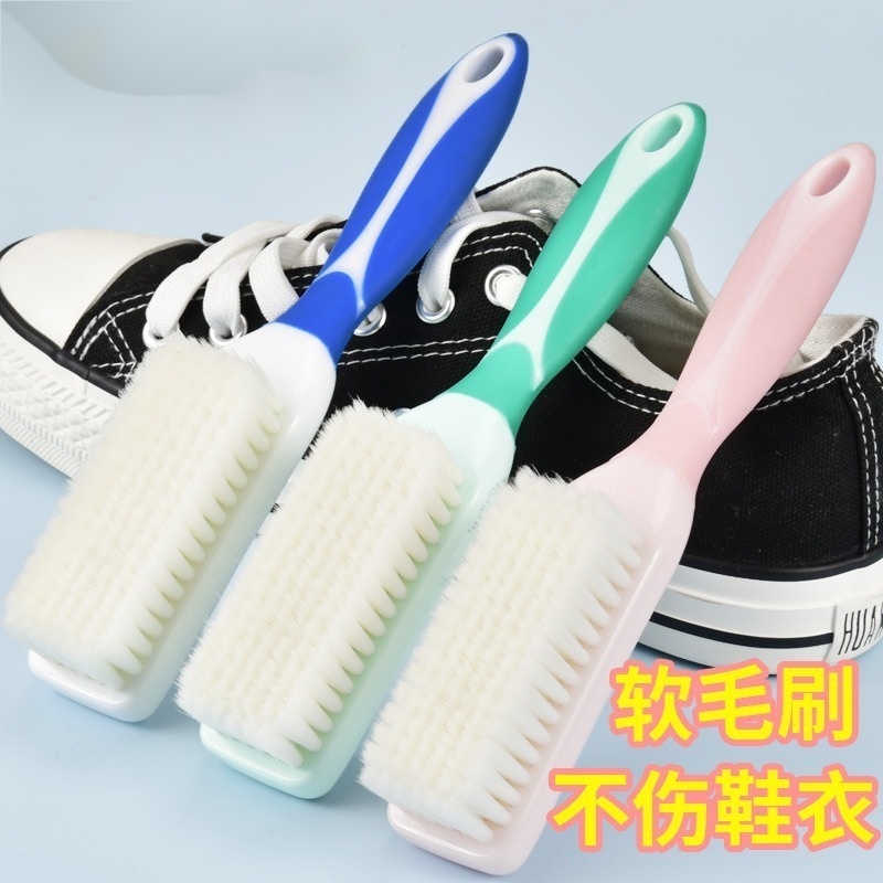 Bàn Chải Giặt Giày Lông Mềm Cán Dài Ba Màu Tùy Chọn