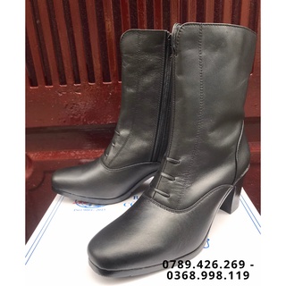 Boot Nữ Da Bò Cao Cấp Giày Ghệt Nữ Mã 606C