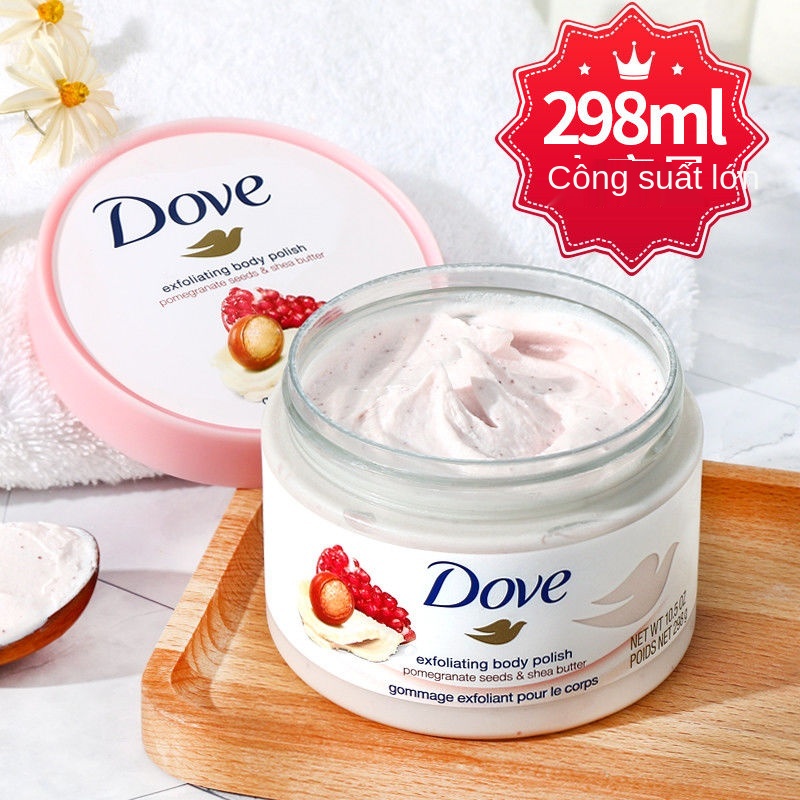 Sữa tắm Dove Body Scrub 298g Macadamia Kiwi Quả lựu tẩy tế bào chết da gà dưỡng ẩm