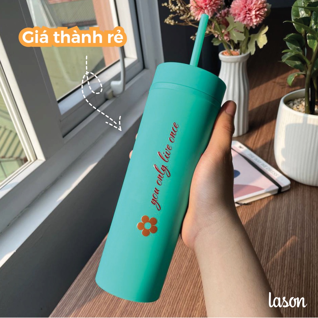 Bình nước in tên, in hình chất liệu nhựa Pastel có ống hút 450ml BN-NHUA00421