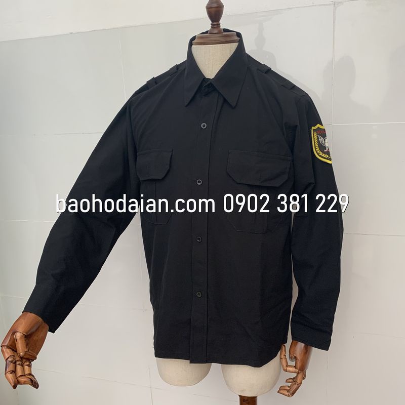 Áo bảo vệ, vệ sĩ màu đen dài tay vải kate ford logo tay