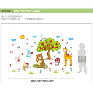 decal dán tường gấu cây táo