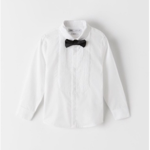 Áo sơ mi trắng xếp ly Zara hàng chuẩn store cho bé trai