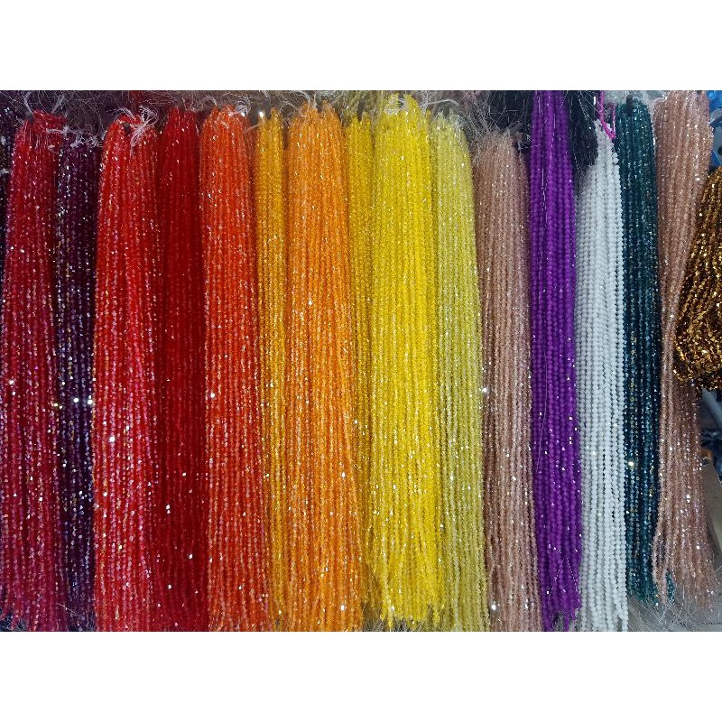 Dây pha lê nón 4mm nhiều màu lấp lánh làm đồ trang sức