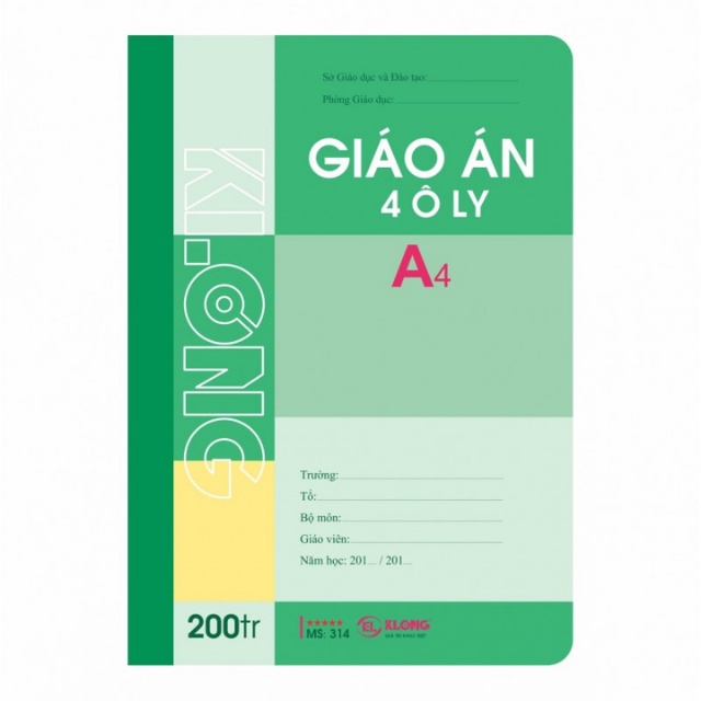 Vở Giáo Án 4 Ôly KLONG 200 Trang Mã Số 314 - Giấy Có Độ Trắng Tự Nhiên Không Gây Mỏi Mắt