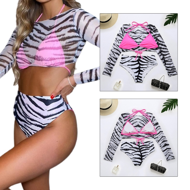 Bộ bikini 3 mảnh họa tiết ngựa vằn gợi cảm cho nữ