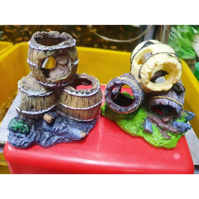 CẢNH 3 THÙNG RƯỢU TRANG TRÍ HỒ CÁ NON BỘ CAO 9CM