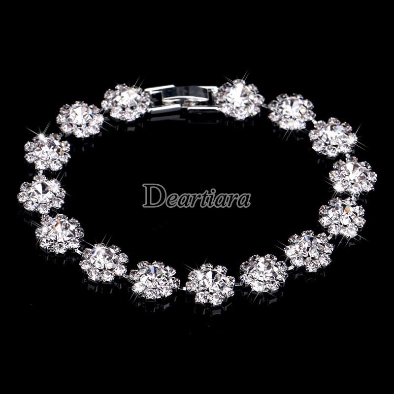 Bộ Trang Sức 3 Món Họa Tiết Hoa Đính Kim Cương Nhân Tạo Thời Trang