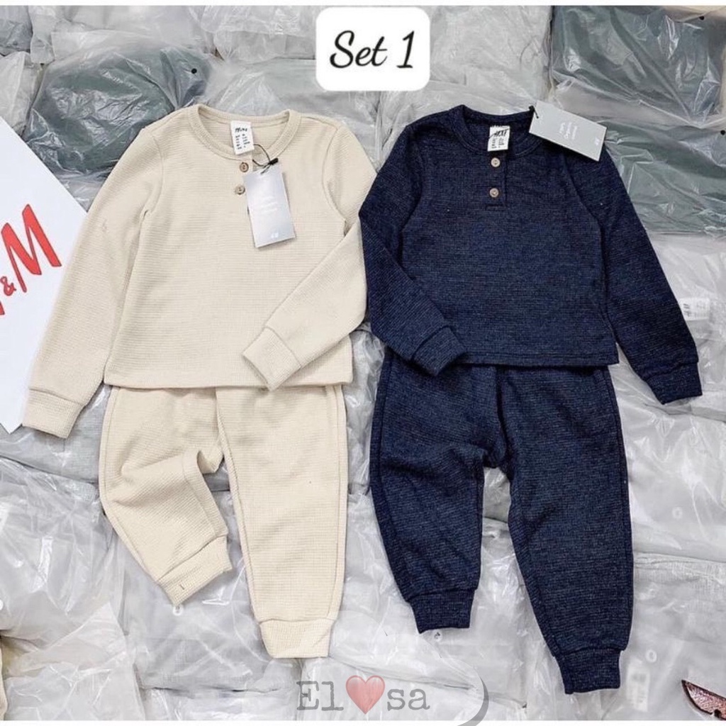 Bộ dài tay bé gái/bé trai Đồ bộ thu đông cho bé chất thun cotton tổ ong mềm mịn LB2