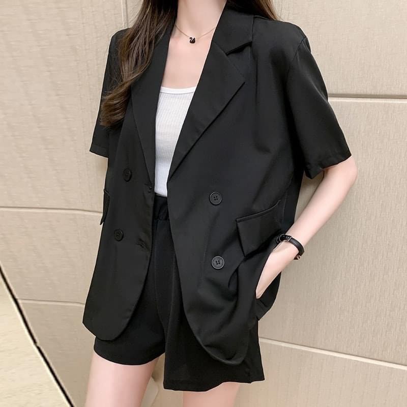 Áo Blazer ngắn tay thời trang Hàn Quốc dễ phối đồ Ulzzang Style