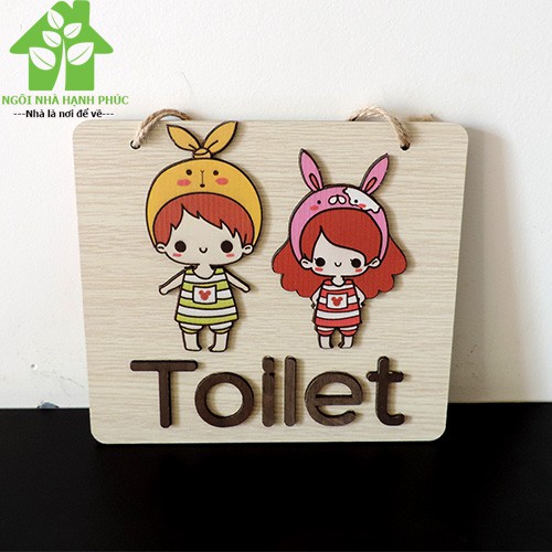 Bảng gỗ decor trang trí treo cửa toilet WC ,  Mẫu BM_032 SIÊU CUTE