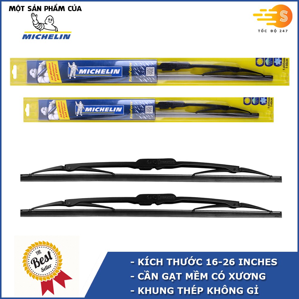 Bộ cần gạt mưa 16''x26'' có xương cao cấp MICHELIN Cho Xe FORD, KIA, HONDA, NISSAN - gạt mưa oto