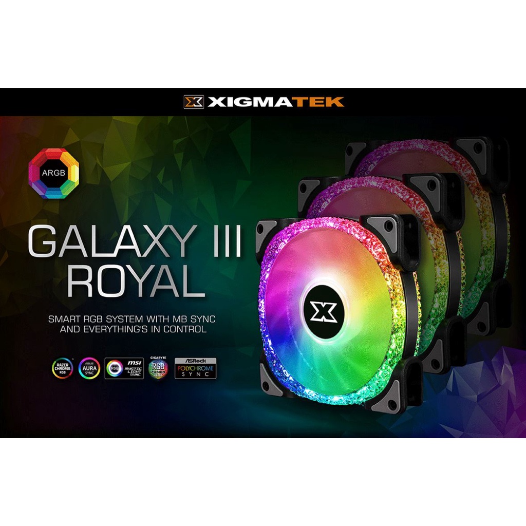 Bộ Fan XIGMATEK GALAXY III ROYAL - BR120 ARGB : HUB FAN  - New - BH 12 Tháng