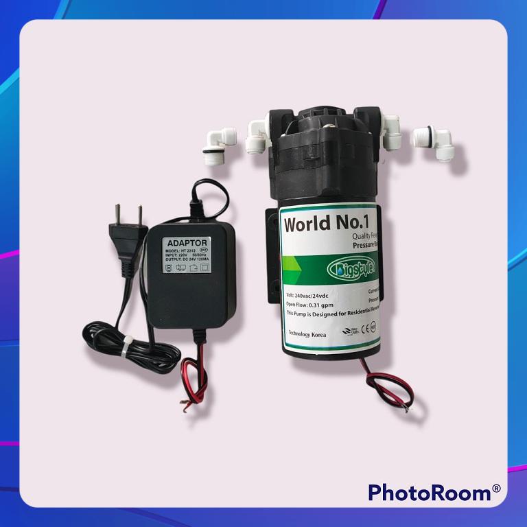 Trọn bộ đầy đủ Bơm nguồn cho máy lọc nước RO/dàn phun sương 24v- chính hãng đài loan-hút sâu/đẩy khỏe- bảo hành 12thá