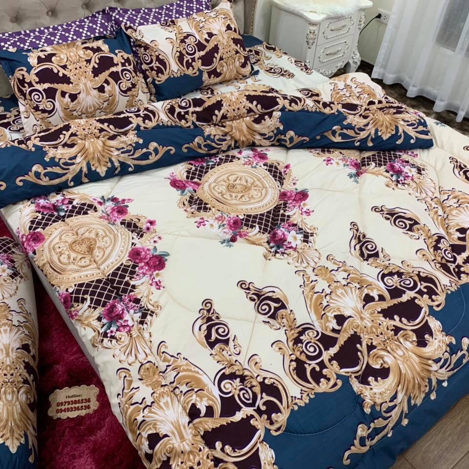 Bộ ra trải giường 1m6 1m8 x 2m hoàng gia⚡️1 drap nệm kèm 2 vỏ gối nằm 45 x 65 cm- CAISHOPQUEN