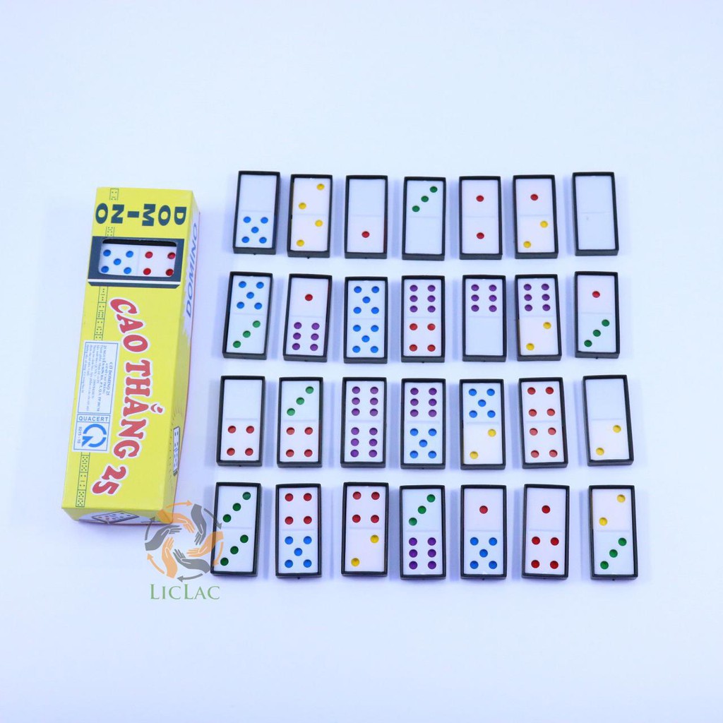 Bộ cờ Domino Cao Thắng 25 làm bằng chất liệu nhựa gồm 28 quân cờ