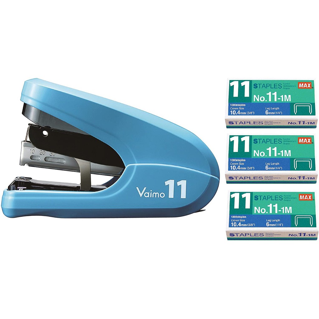 Dập ghim trợ lực MAX số 11 HD-11FLK - 1 chiếc - Ghim đến 35 tờ/ lần, chân ghim phẳng - Tặng kèm 01 hộp kim bấm số 11 No.