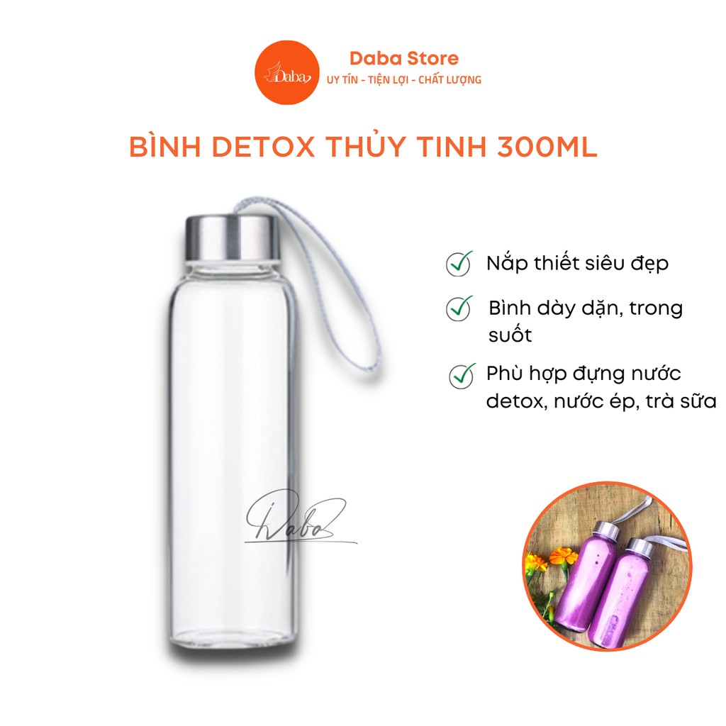 [ HÀNG TẶNG KÈM ] Bình Detox Thủy Tinh chai 300ml - Chắc chắn, đẹp, tiện lợi