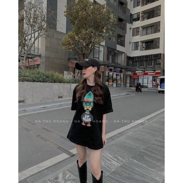 [Ảnh+Video thật] Áo thun tay lỡ Vịt Xanh Đội Mũ LV phông Unisex nam nữ Cotton oversize form rộng | BigBuy360 - bigbuy360.vn